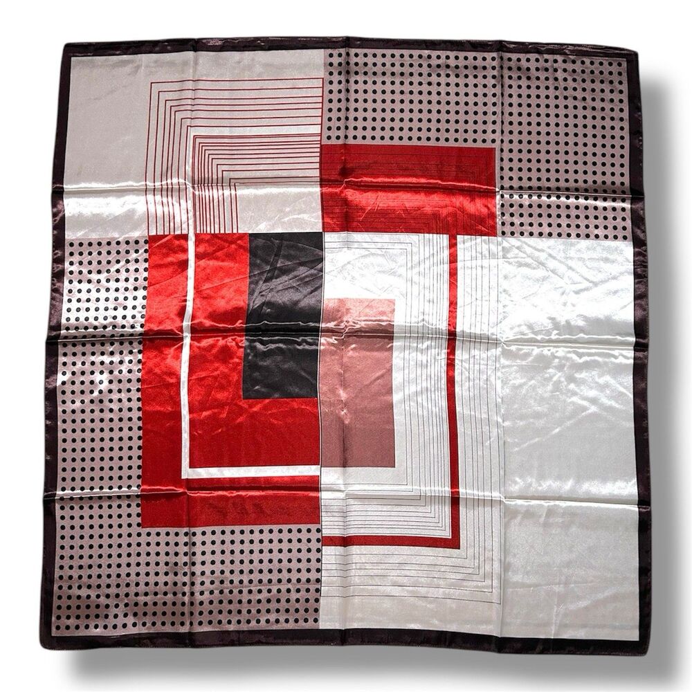 Red & Brown Edges Scarf 35” X 35” Women Scarve Headscarf Fashion